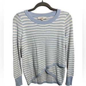LOFT women’s blue and white long sleeve sweater size XXS THERMAL/WAFFLE